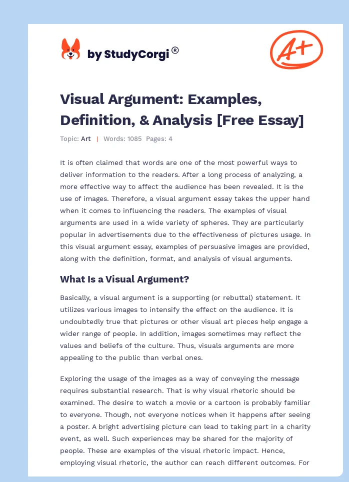 Visual Argument: Examples, Definition, & Analysis [Free Essay]. Page 1