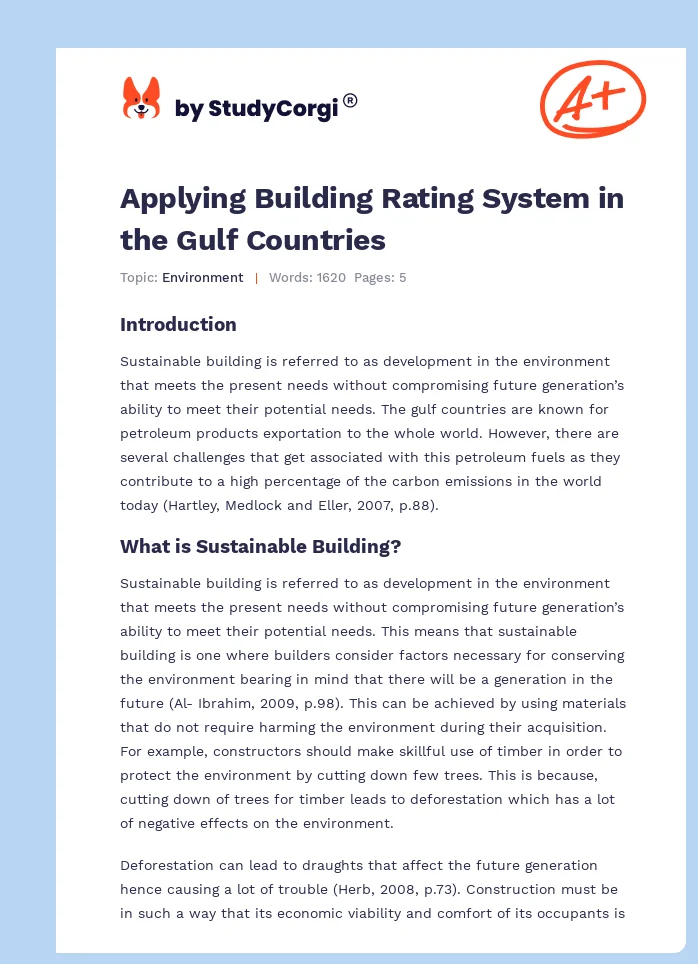 Applying Building Rating System in the Gulf Countries. Page 1