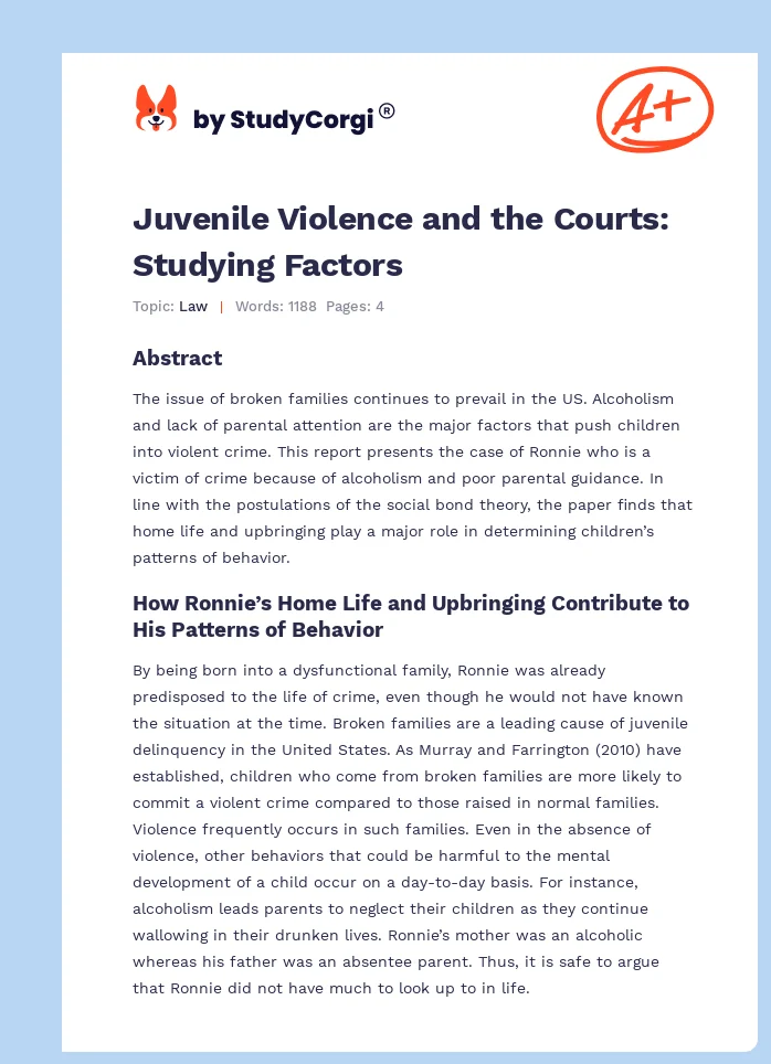 Juvenile Violence and the Courts: Studying Factors. Page 1