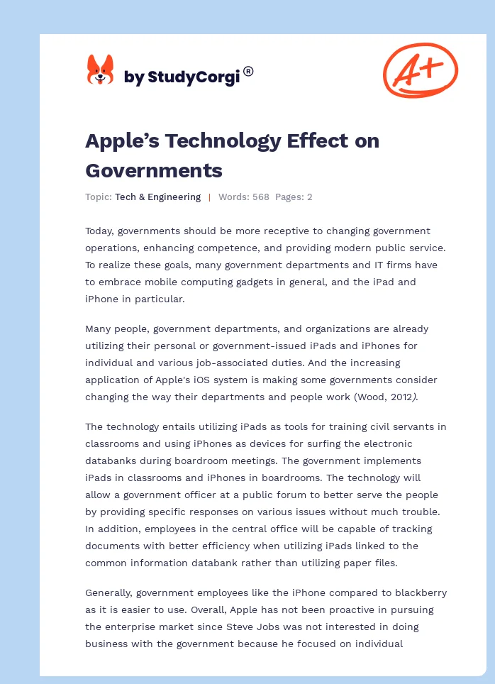 Apple’s Technology Effect on Governments. Page 1