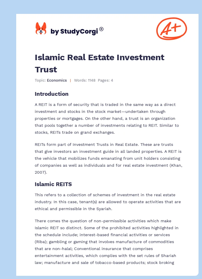 Islamic Real Estate Investment Trust. Page 1