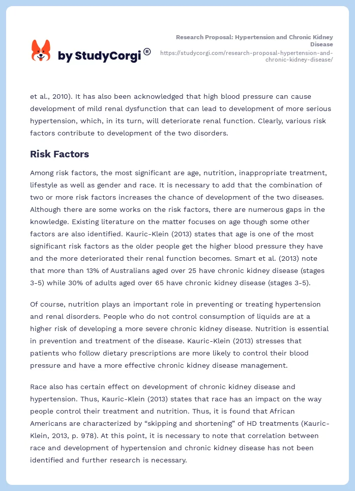 Research Proposal: Hypertension and Chronic Kidney Disease. Page 2