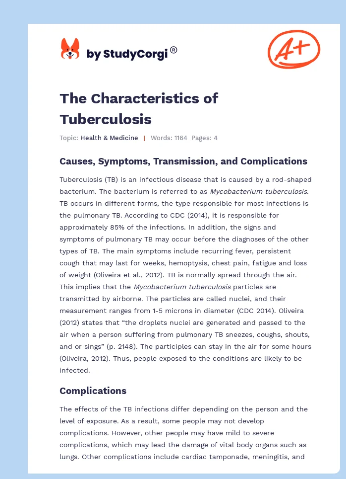 The Characteristics of Tuberculosis. Page 1
