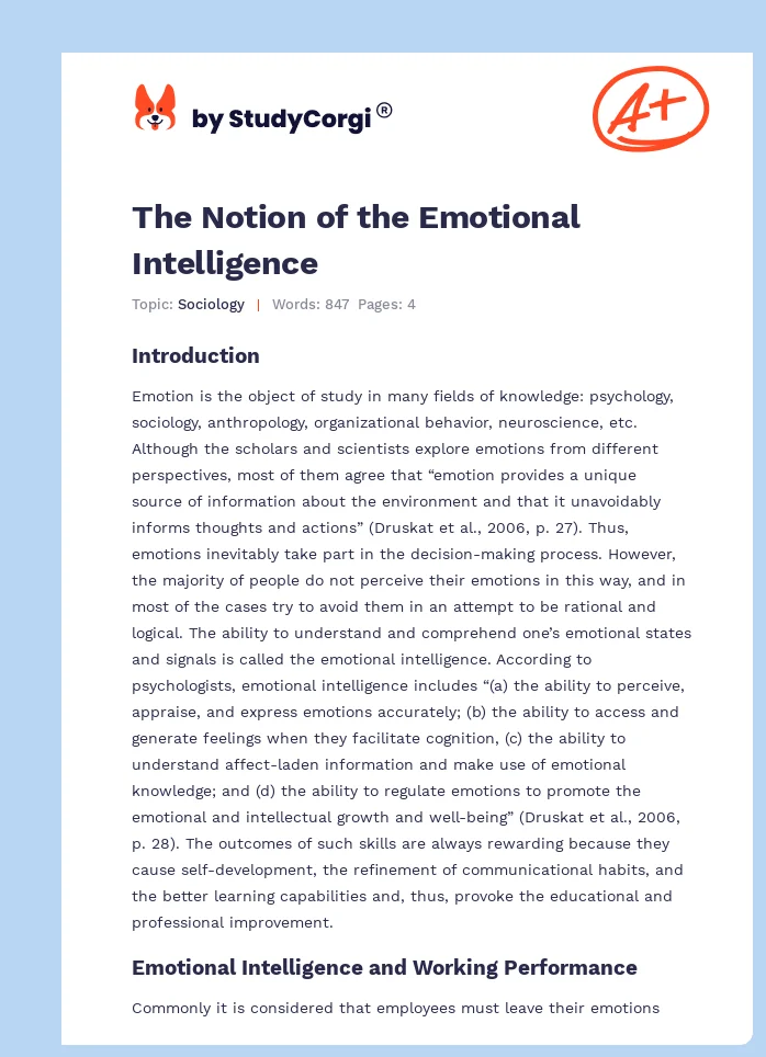 The Notion of the Emotional Intelligence. Page 1