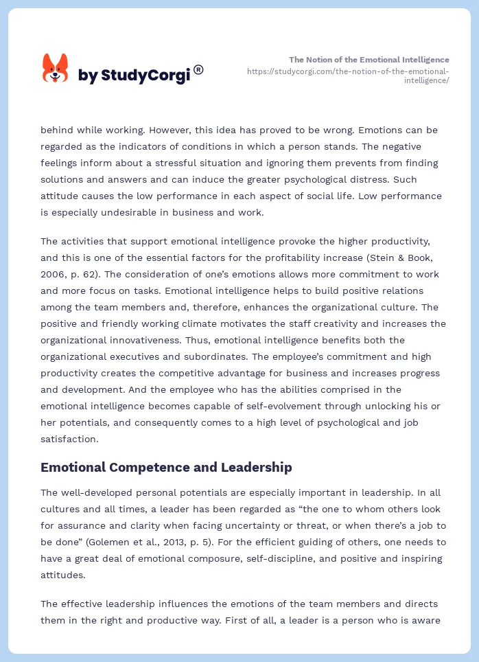 The Notion of the Emotional Intelligence. Page 2