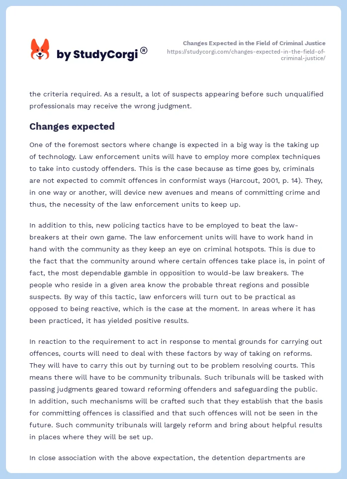 Changes Expected in the Field of Criminal Justice. Page 2