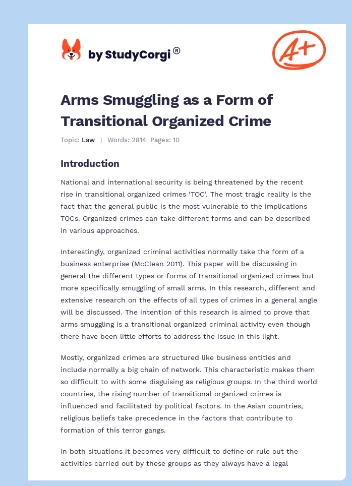 Arms Smuggling as a Form of Transitional Organized Crime. Page 1