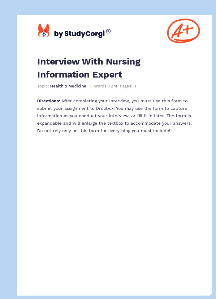 Interview With Nursing Information Expert. Page 1
