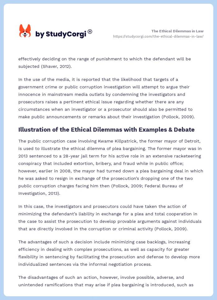 The Ethical Dilemmas in Law. Page 2