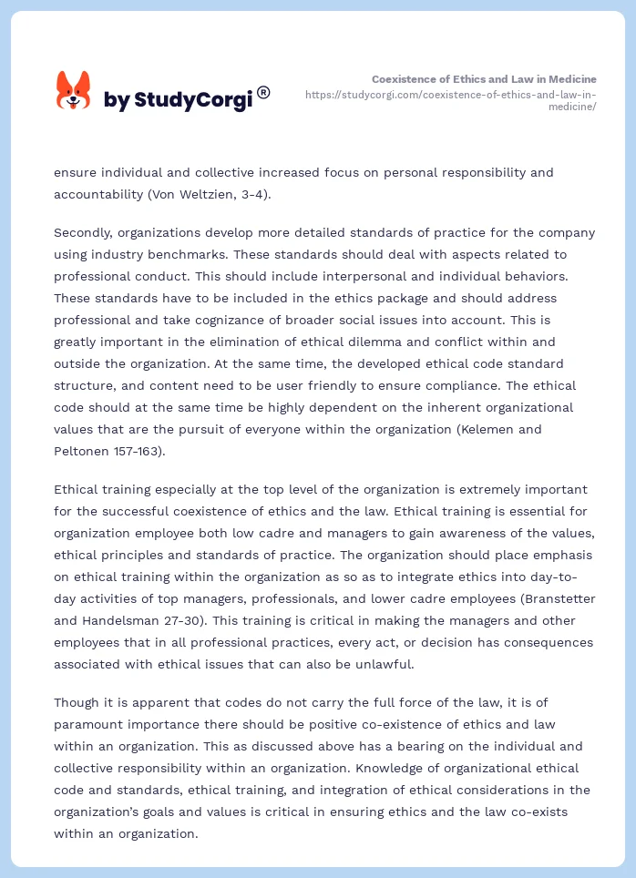 Coexistence of Ethics and Law in Medicine. Page 2