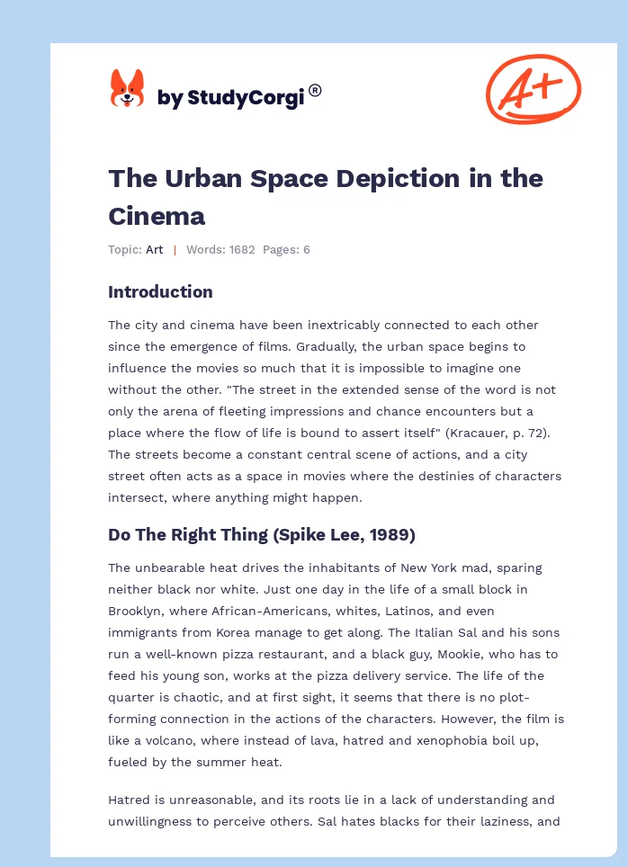 The Urban Space Depiction in the Cinema. Page 1