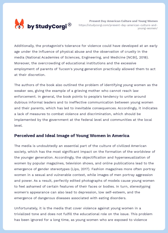 Present Day American Culture and Young Women. Page 2