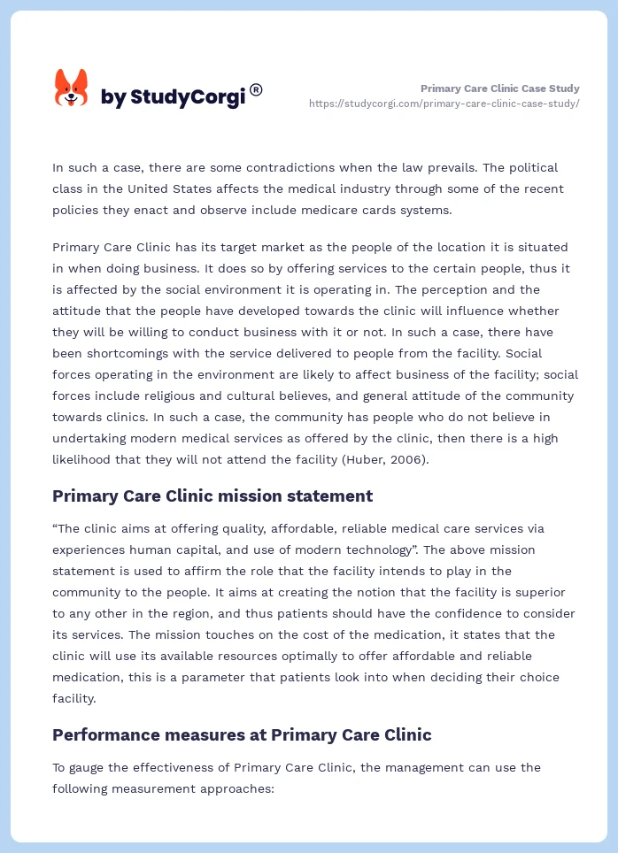 Primary Care Clinic Case Study. Page 2