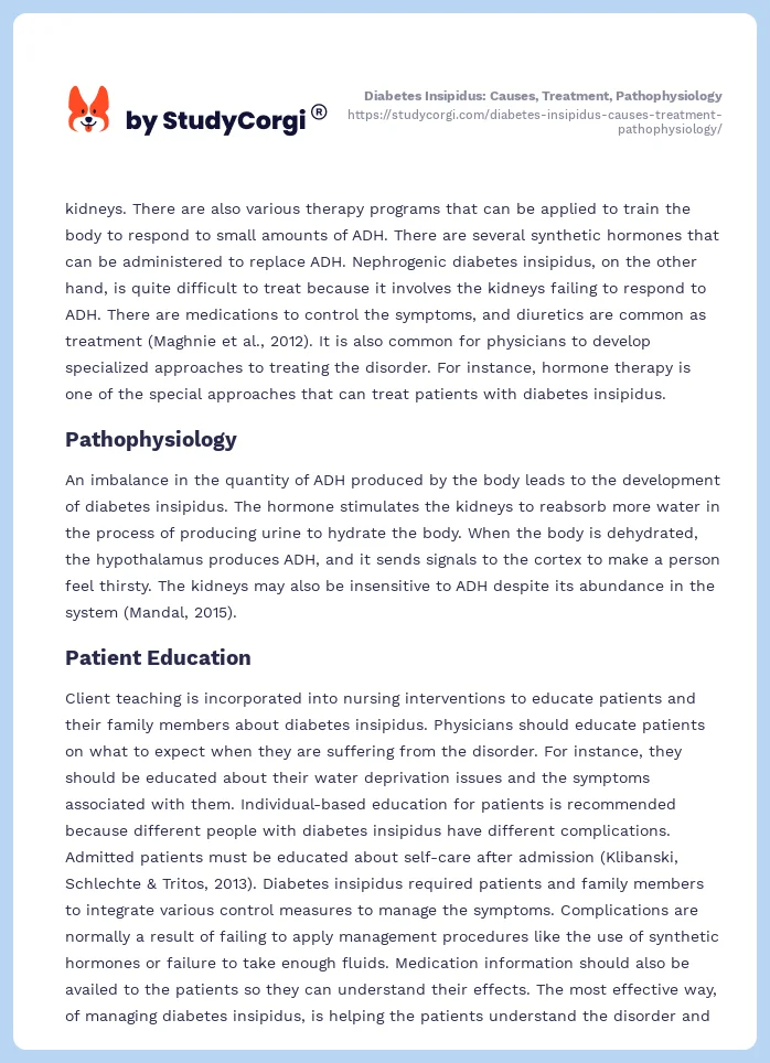 Diabetes Insipidus: Causes, Treatment, Pathophysiology. Page 2