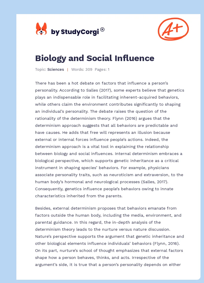 Biology and Social Influence. Page 1