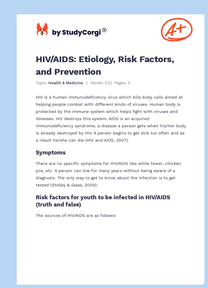 HIV/AIDS: Etiology, Risk Factors, and Prevention. Page 1