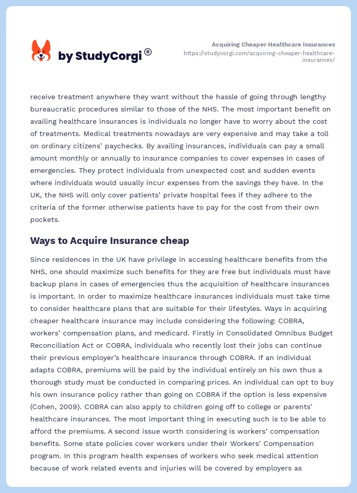 Acquiring Cheaper Healthcare Insurances. Page 2