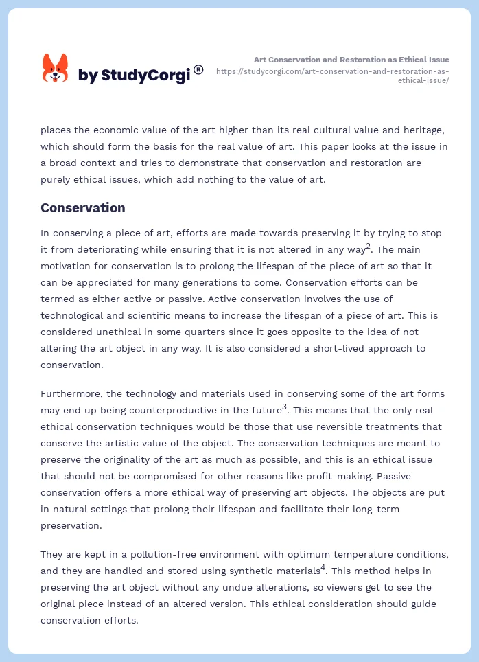 Art Conservation and Restoration as Ethical Issue. Page 2