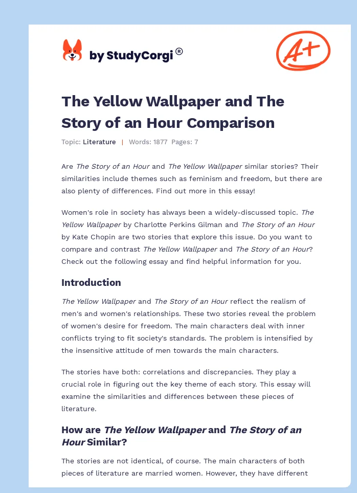 The Yellow Wallpaper and The Story of an Hour Comparison. Page 1