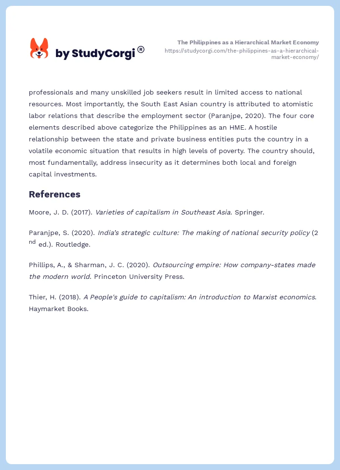 The Philippines as a Hierarchical Market Economy. Page 2