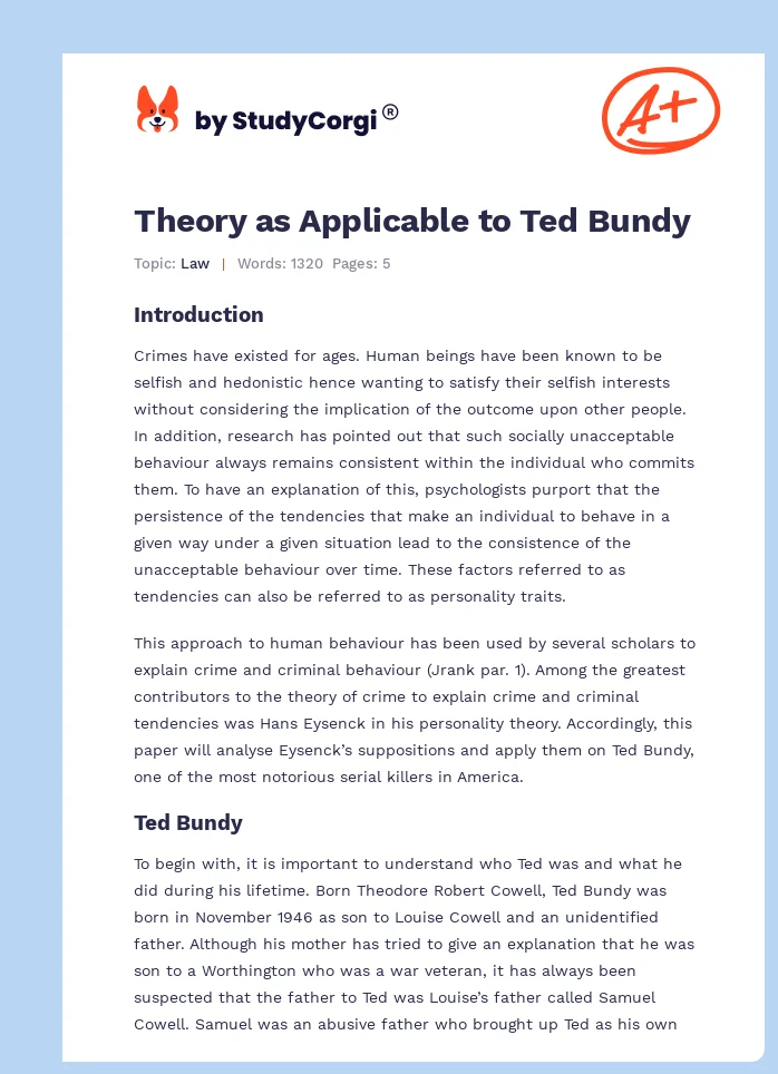 Theory as Applicable to Ted Bundy. Page 1