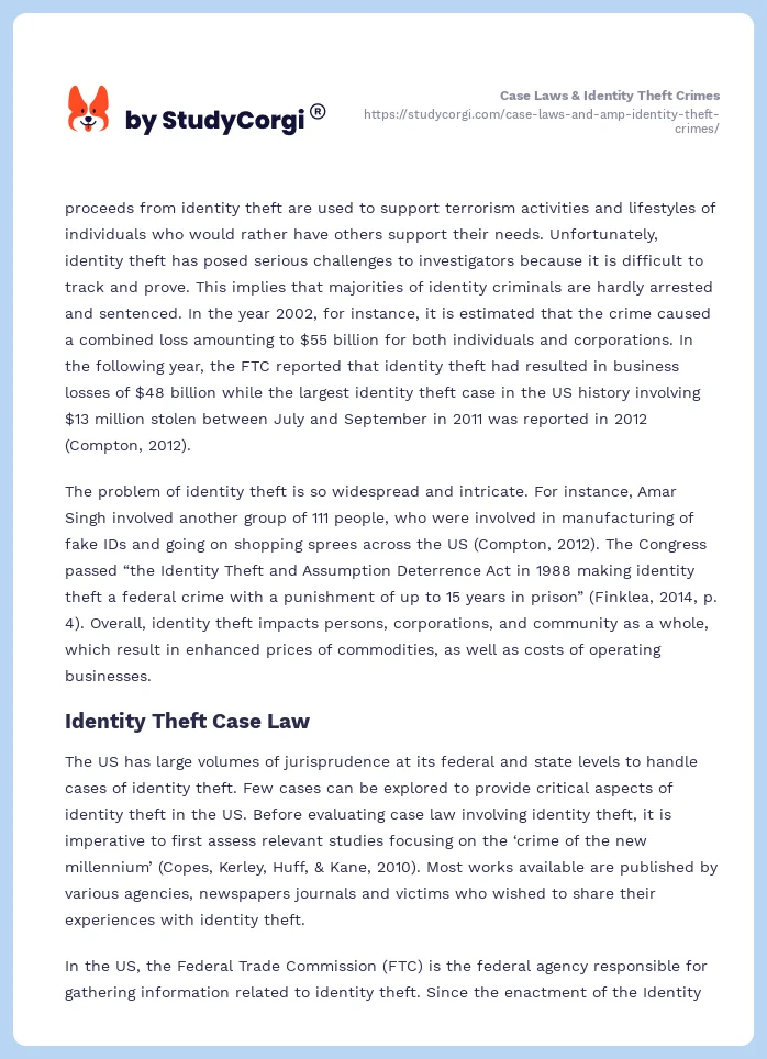 Case Laws & Identity Theft Crimes. Page 2