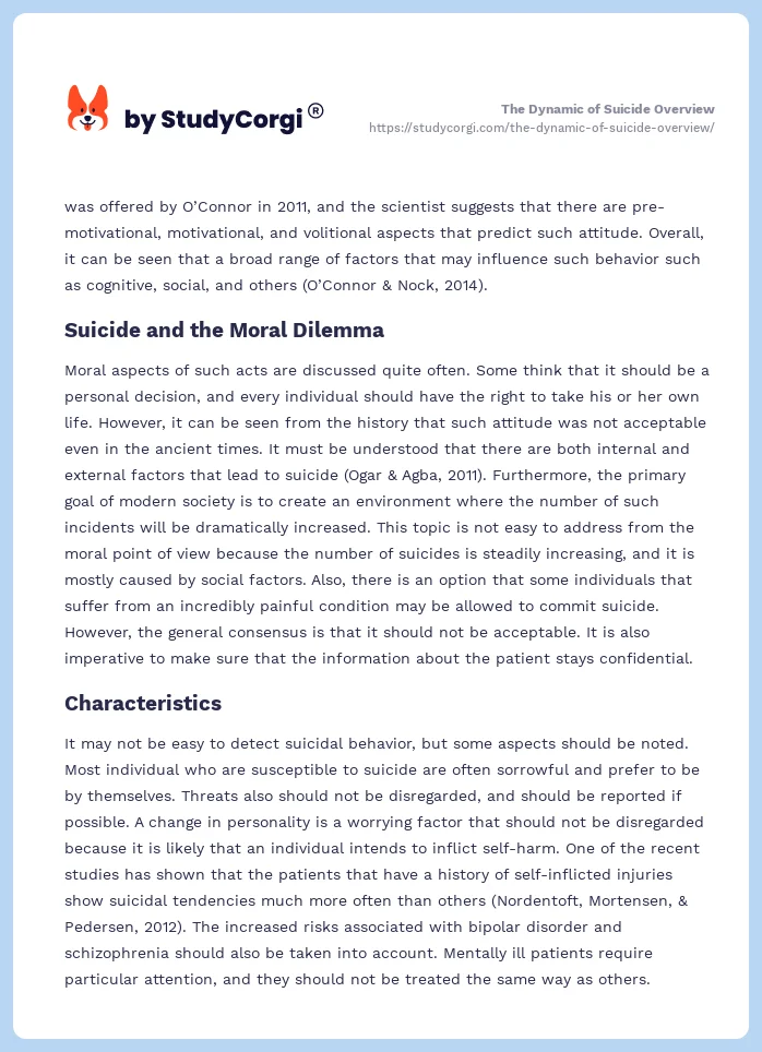 The Dynamic of Suicide Overview. Page 2