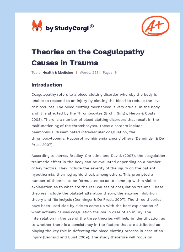 Theories on the Coagulopathy Causes in Trauma. Page 1