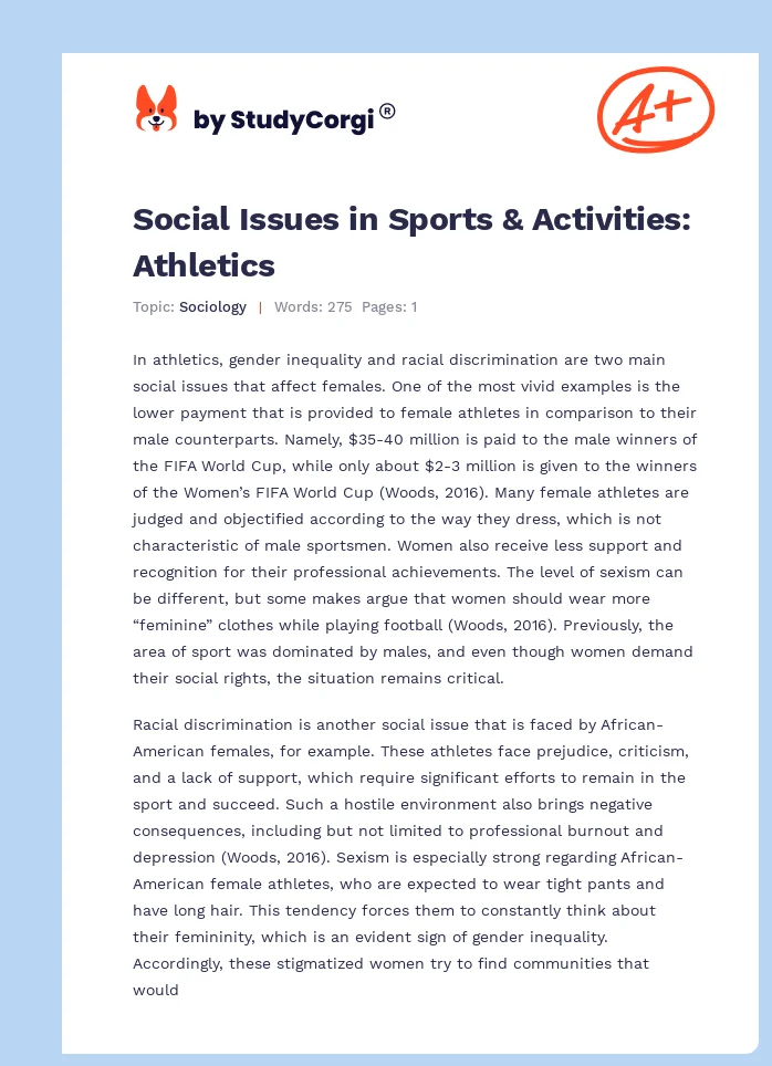 Social Issues in Sports & Activities: Athletics. Page 1