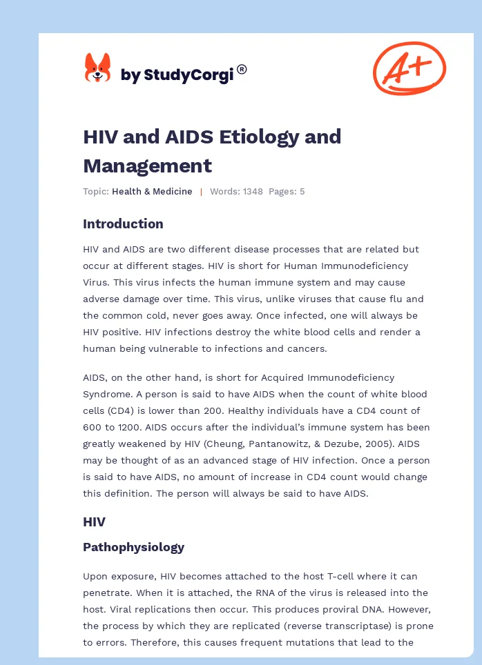 HIV and AIDS Etiology and Management. Page 1