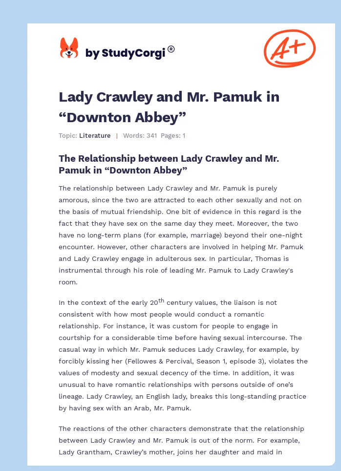 Lady Crawley and Mr. Pamuk in “Downton Abbey”. Page 1