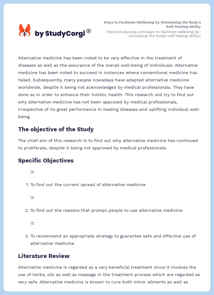 Ways to Facilitate Wellbeing by Stimulating the Body’s Self-Healing Ability. Page 2