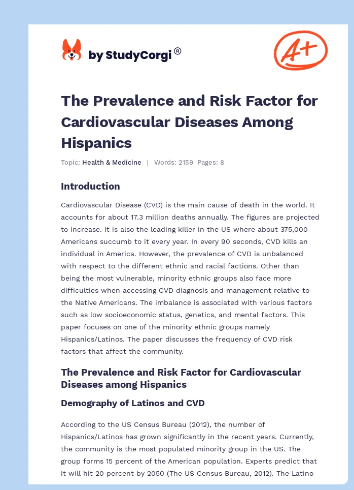 The Prevalence and Risk Factor for Cardiovascular Diseases Among Hispanics. Page 1