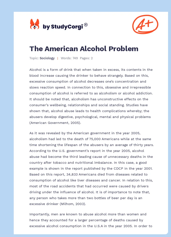 The American Alcohol Problem. Page 1
