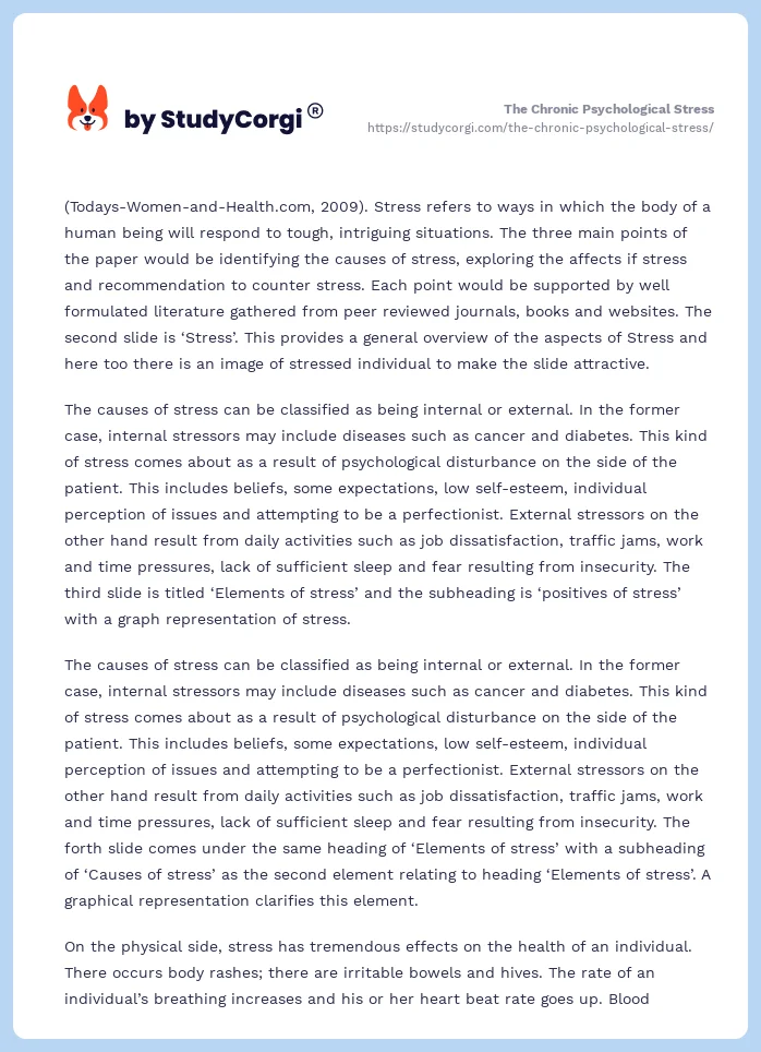 The Chronic Psychological Stress. Page 2