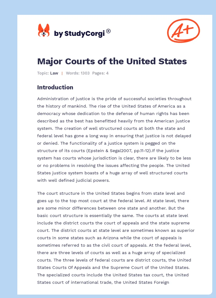 Major Courts of the United States. Page 1