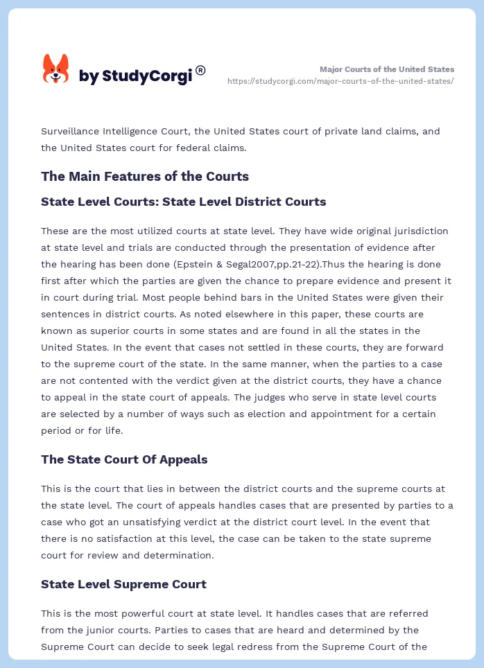 Major Courts of the United States. Page 2