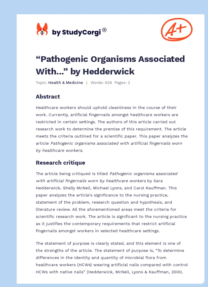 “Pathogenic Organisms Associated With...” by Hedderwick. Page 1