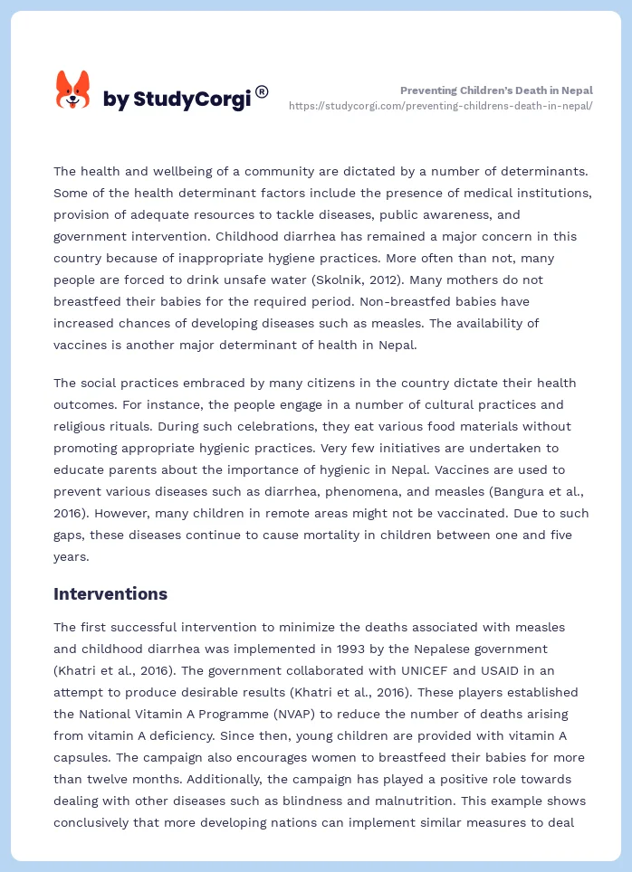 Preventing Children’s Death in Nepal. Page 2