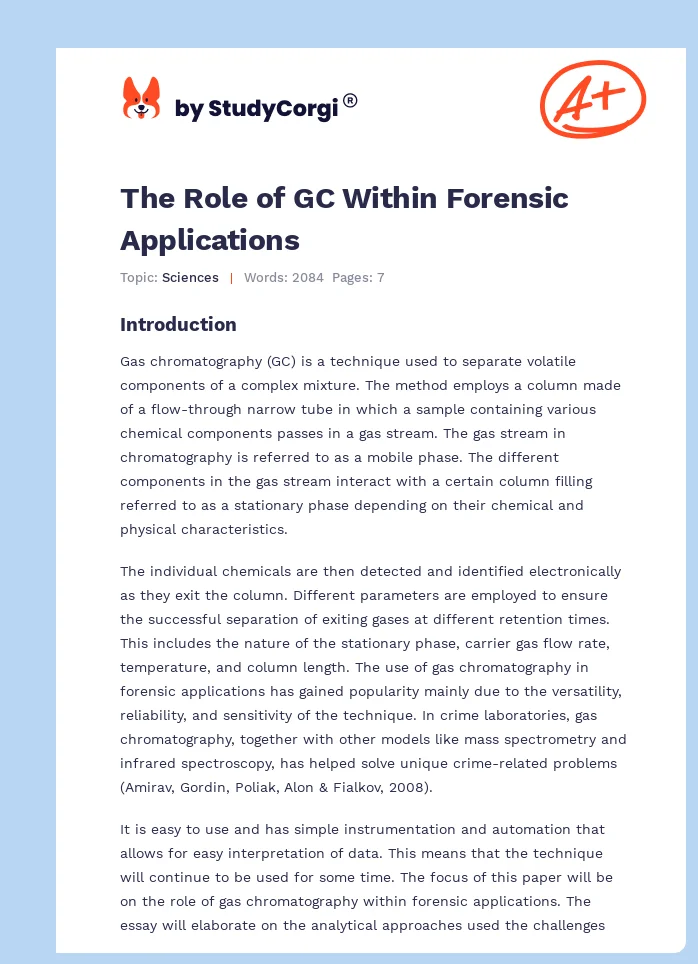 The Role of GC Within Forensic Applications. Page 1