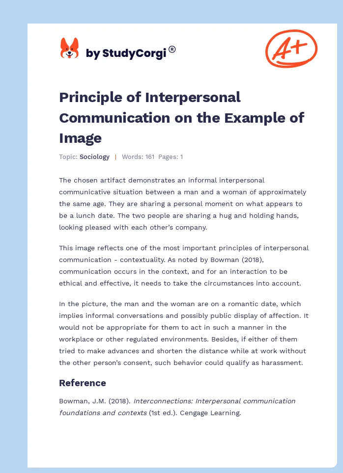 Principle of Interpersonal Communication on the Example of Image. Page 1