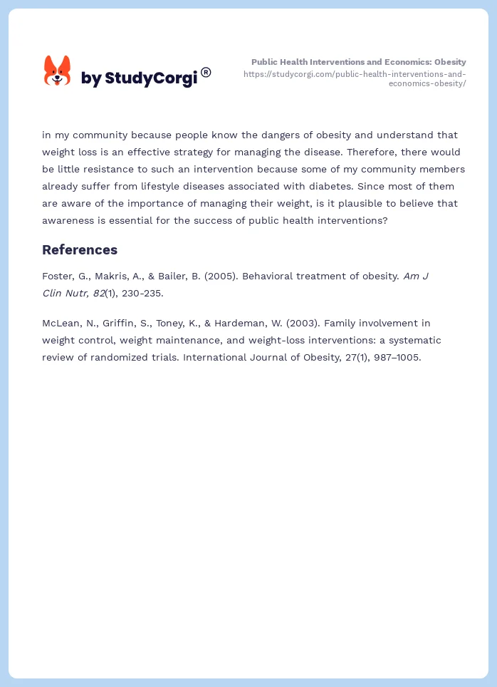 Public Health Interventions and Economics: Obesity. Page 2