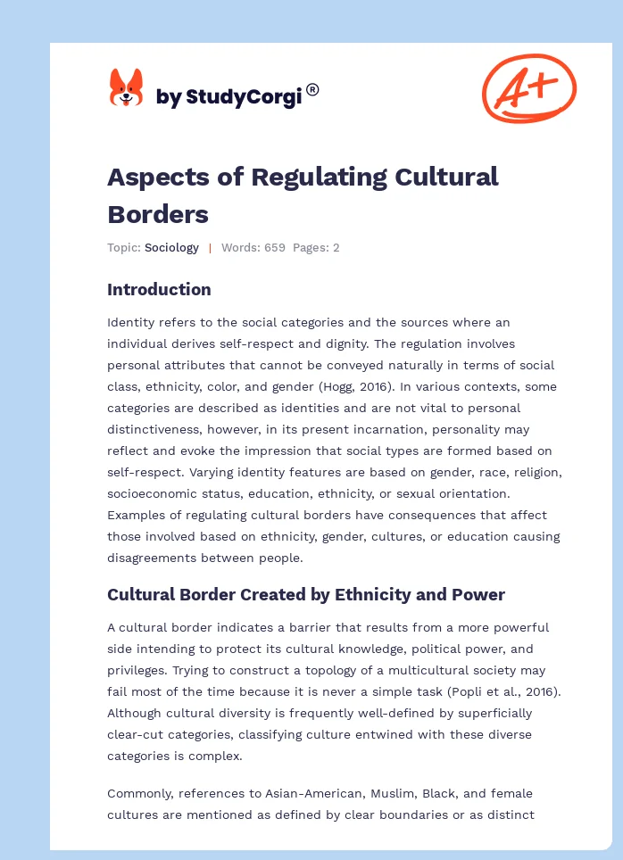 Aspects of Regulating Cultural Borders. Page 1