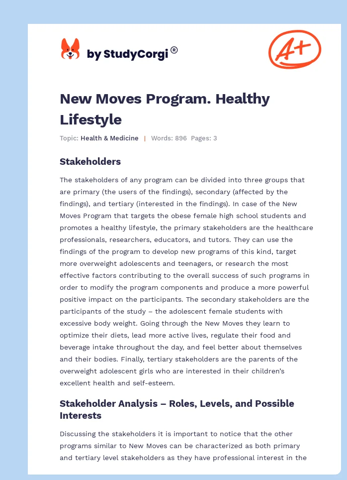 New Moves Program. Healthy Lifestyle. Page 1