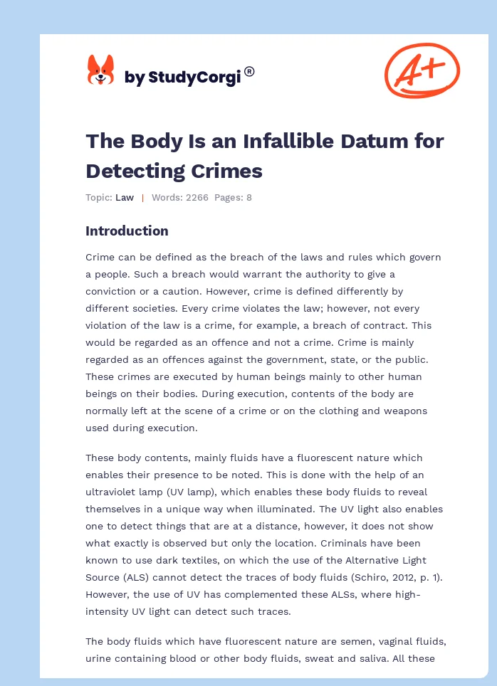 The Body Is an Infallible Datum for Detecting Crimes. Page 1