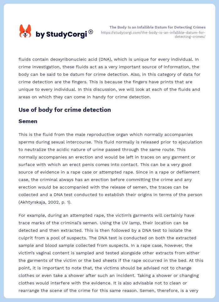 The Body Is an Infallible Datum for Detecting Crimes. Page 2