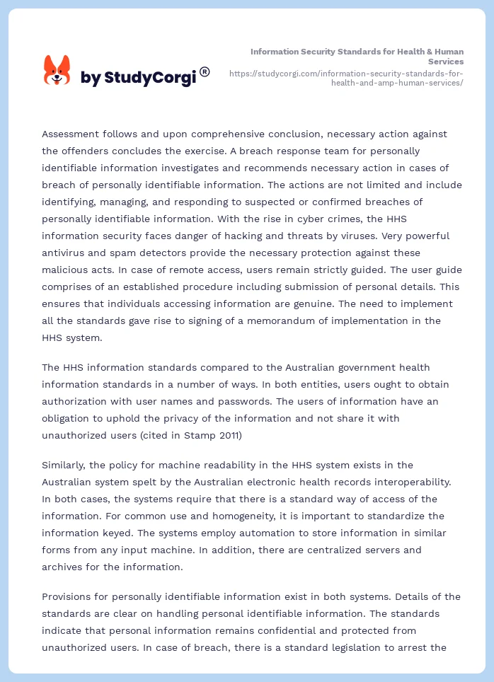 Information Security Standards for Health & Human Services. Page 2