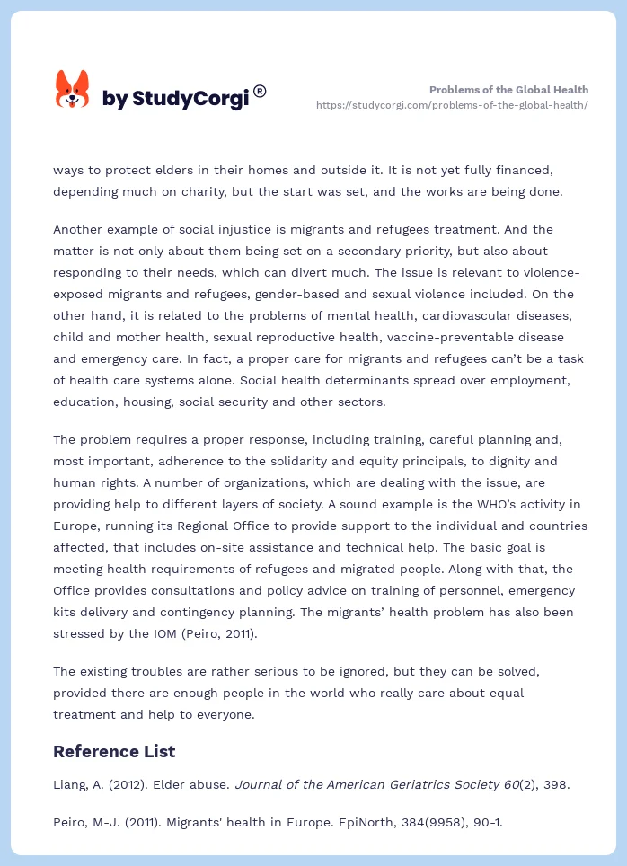 Problems of the Global Health. Page 2