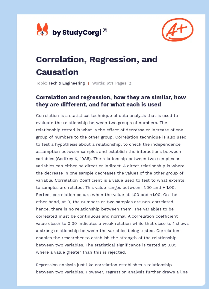 Correlation, Regression, and Causation. Page 1