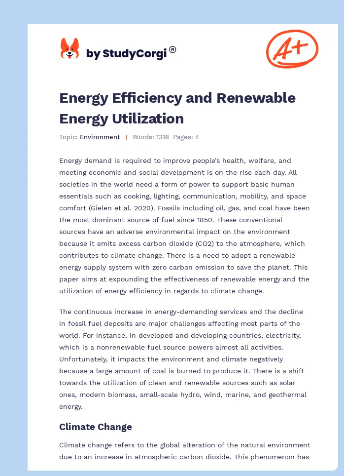 Energy Efficiency and Renewable Energy Utilization. Page 1